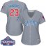 Chicago Cubs #23 Ryne Sandberg Grey Road 2016 World Series Champions Womens Stitched MLB Jersey