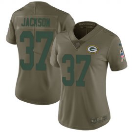 Nike Green Bay Packers #37 Josh Jackson Olive Womens Stitched NFL Limited 2017 Salute to Service Jersey