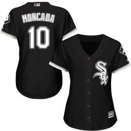 Chicago White Sox #10 Yoan Moncada Black Alternate Womens Stitched MLB Jersey