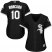 Chicago White Sox #10 Yoan Moncada Black Alternate Womens Stitched MLB Jersey