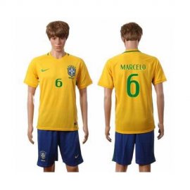 Brazil #6 Marcelo Home Soccer Country Jersey