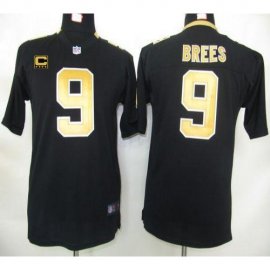 Nike New Orleans Saints #9 Drew Brees Black Team Color With C Patch Youth Stitched NFL Elite Jersey