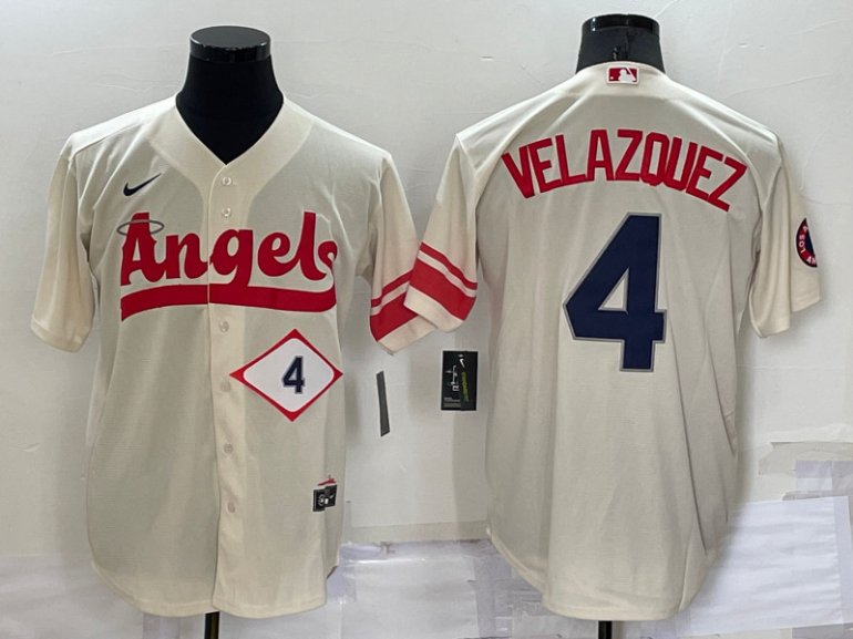 Angels 4 Andrew Velazquez Cream Nike 2022 City Connect Cool Base Jersey Angels 4 Andrew Velazquez Cream Nike 2022 City Connect Cool Base Jersey