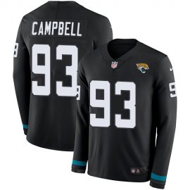 Nike Jacksonville Jaguars #93 Calais Campbell Black Team Color Mens Stitched NFL Limited Therma Long Sleeve Jersey