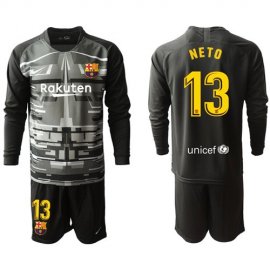 Barcelona #13 Neto Black Goalkeeper Long Sleeves Soccer Club Jersey