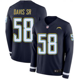 Nike Los Angeles Chargers #58 Thomas Davis Sr Navy Blue Team Color Mens Stitched NFL Limited Therma Long Sleeve Jersey