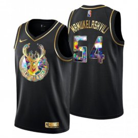 Milwaukee Milwaukee Bucks #54 Sandro Mamukelashvili Mens Golden Edition Diamond Logo 2021/22 Swingman Jersey – Black Mens