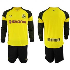 Dortmund Blank Home Long Sleeves Soccer Club Jersey