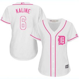 Detroit Tigers #6 Al Kaline White/Pink Fashion Womens Stitched MLB Jersey