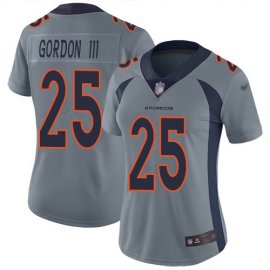 Nike Denver Broncos #25 Melvin Gordon III Gray Womens Stitched NFL Limited Inverted Legend Jersey