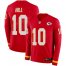 Nike Kansas City Chiefs #10 Tyreek Hill Red Team Color Youth Stitched NFL Limited Therma Long Sleeve Jersey