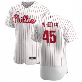 Philadelphia Phillies #45 Zack Wheeler Mens Nike White Home 2020 Authentic Player MLB Jersey