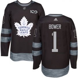 Adidas Toronto Maple Leafs #1 Johnny Bower Black 1917-2017 100th Anniversary Stitched NHL Jersey