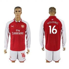 Arsenal #16 Holding Red Home Long Sleeves Soccer Club Jersey