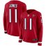 Nike Atlanta Falcons #11 Julio Jones Red Team Color Womens Stitched NFL Limited Therma Long Sleeve Jersey