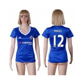 Womens Chelsea #12 Mikel Home Soccer Club Jersey