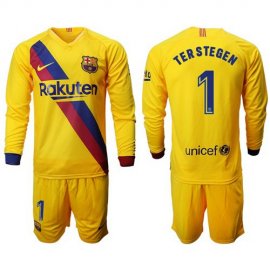 Barcelona #1 Ter Stegen Away Long Sleeves Soccer Club Jersey