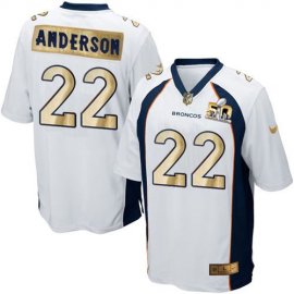 Nike Denver Broncos #22 C.J. Anderson White Mens Stitched NFL Game Super Bowl 50 Collection Jersey