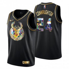 Milwaukee Milwaukee Bucks #24 Pat Connaughton Mens Golden Edition Diamond Logo 2021/22 Swingman Jersey – Black Mens