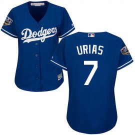 Los Angeles Dodgers #7 Julio Urias Blue Alternate 2018 World Series Womens Stitched MLB Jersey