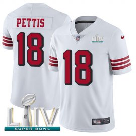 Nike San Francisco 49ers #18 Dante Pettis White Super Bowl LIV 2020 Rush Youth Stitched NFL Vapor Untouchable Limited Jersey