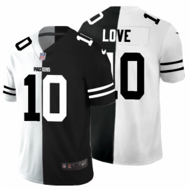 Green Bay Packers #10 Jordan Love Mens Black V White Peace Split Nike Vapor Untouchable Limited NFL Jersey