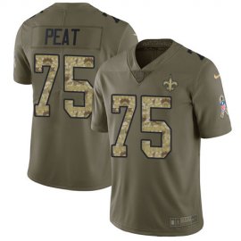 Nike New Orleans Saints #75 Andrus Peat Olive/Camo Mens Stitched NFL Limited 2017 Salute To Service Jersey