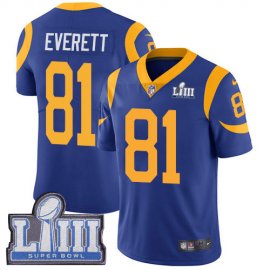 Nike Los Angeles Rams #81 Gerald Everett Royal Blue Alternate Super Bowl LIII Bound Youth Stitched NFL Vapor Untouchable Limited Jersey