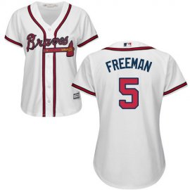 Atlanta Braves #5 Freddie Freeman White Home Womens Stitched MLB Jersey