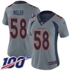 Nike Denver Broncos #58 Von Miller Gray Womens Stitched NFL Limited Inverted Legend 100th Season Jersey