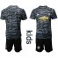 Manchester United Blank Black Goalkeeper Kid Soccer Club Jersey