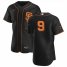 San Francisco Giants #9 Brandon Belt Mens Nike Black Alternate 2020 Authentic 20 at 24 Patch Player MLB Jersey