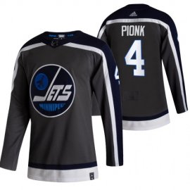 Winnipeg Jets #4 Neal Pionk Black Mens Adidas 2020-21 Reverse Retro Alternate NHL Jersey