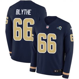 Nike Los Angeles Rams #66 Austin Blythe Navy Blue Team Color Mens Stitched NFL Limited Therma Long Sleeve Jersey