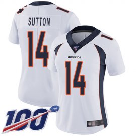 Nike Denver Broncos #14 Courtland Sutton White Womens Stitched NFL 100th Season Vapor Limited Jersey