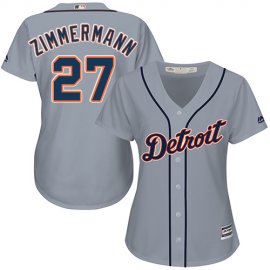Detroit Tigers #27 Jordan Zimmermann Grey Road Womens Stitched MLB Jersey