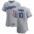 Los Angeles Dodgers #10 Justin Turner Mens Nike Gray Road 2020 Authentic Team MLB Jersey