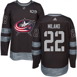 Adidas Columbus Blue Jackets #22 Sonny Milano Black 1917-2017 100th Anniversary Stitched NHL Jersey