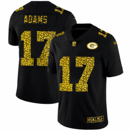 Green Bay Packers #17 Davante Adams Mens Nike Leopard Print Fashion Vapor Limited NFL Jersey Black
