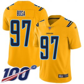 Nike Los Angeles Chargers #97 Joey Bosa Gold Mens Stitched NFL Limited Inverted Legend 100th Season Jersey