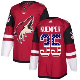 Adidas Arizona Coyotes #35 Darcy Kuemper Maroon Home Authentic USA Flag Stitched NHL Jersey