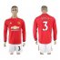 Manchester United #3 Bailly Red Home Long Sleeves Soccer Club Jersey