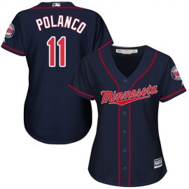 Minnesota Twins #11 Jorge Polanco Navy Blue Alternate Womens Stitched MLB Jersey