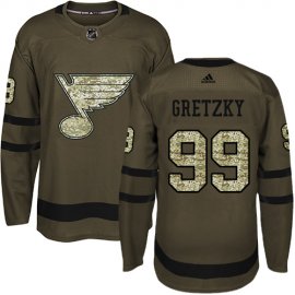 Adidas St. Louis Blues #99 Wayne Gretzky Green Salute to Service Stitched NHL Jersey