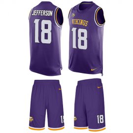 Nike Minnesota Vikings #18 Justin Jefferson Purple Team Color Mens Stitched NFL Limited Tank Top Suit Jersey
