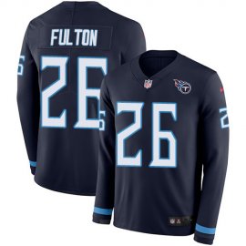 Nike Tennessee Titans #26 Kristian Fulton Navy Blue Team Color Mens Stitched NFL Limited Therma Long Sleeve Jersey
