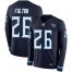 Nike Tennessee Titans #26 Kristian Fulton Navy Blue Team Color Mens Stitched NFL Limited Therma Long Sleeve Jersey