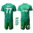 Juventus #77 Buffon Green Goalkeeper Kid Soccer Club Jersey