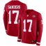 Nike San Francisco 49ers #17 Emmanuel Sanders Red Team Color Mens Stitched NFL Limited Therma Long Sleeve Jersey