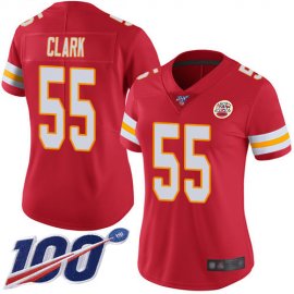 Nike Kansas City Chiefs #55 Frank Clark Red Team Color Womens Stitched NFL 100th Season Vapor Limited Jersey
